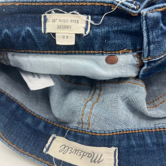Madewell 10" High Rise Skinny Jeans Womens size 23 Blue Distressed Raw Hem - Picture 8 of 9